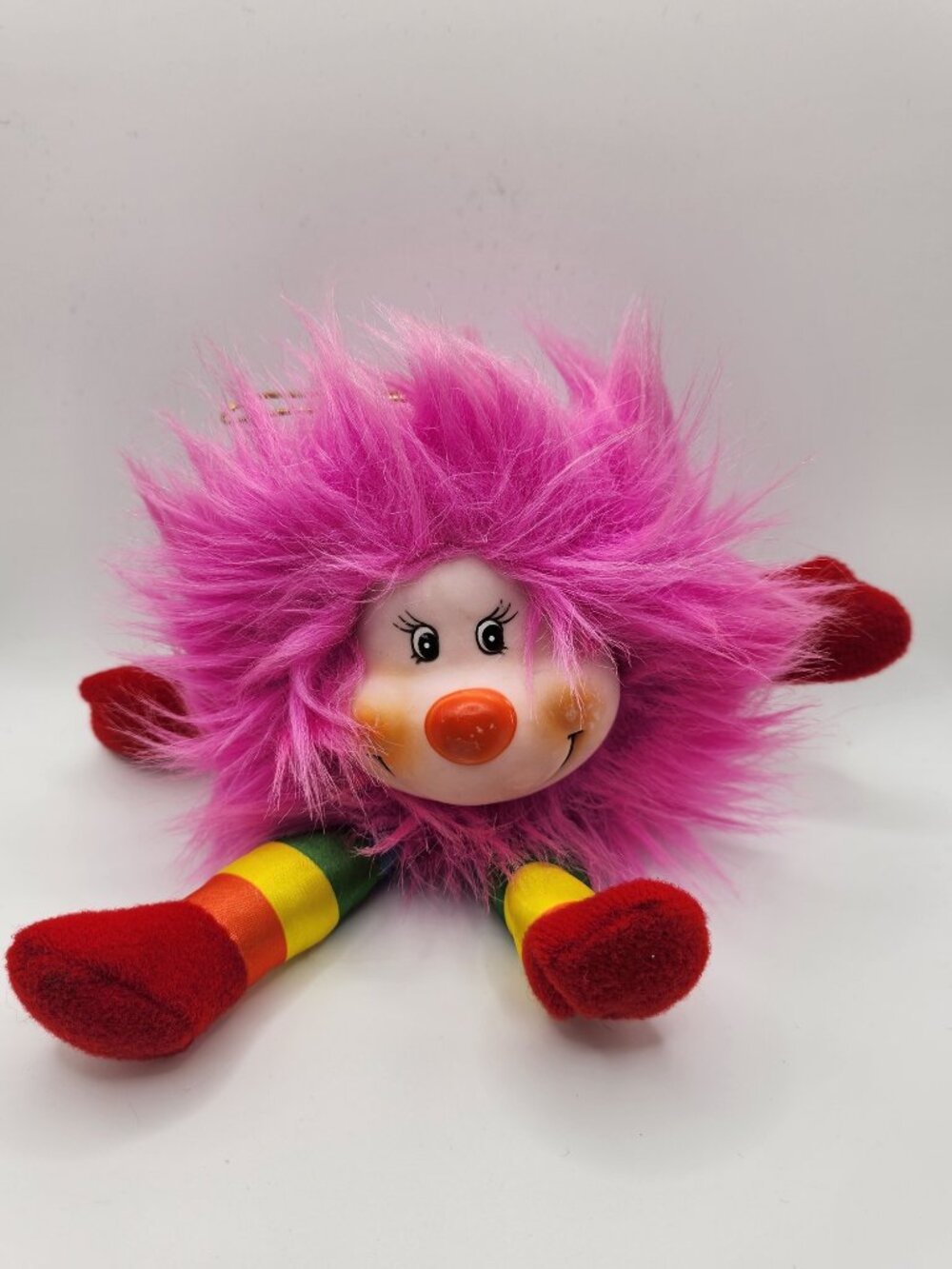 Vintage Pink Sprite Plush Hanging Ornament Rainbow Legs Vinyl Face Korea